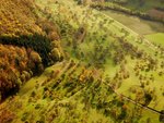 Luftbild von Streuobstwiesen im Neidlinger Tal in herbstlicher Stimmung