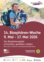 Plakat zur Biosphären-Woche 2026; Geschäftsstelle Biosphärengebiet Schwäbische Alb