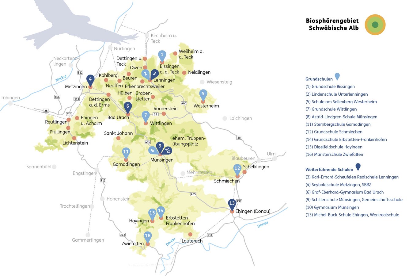 Übersicht der Biosphärenschulen im Biosphärengebiet Übersicht der Biosphärenschulen im Biosphärengebiet