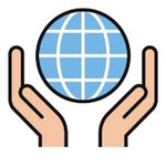 Icon einer Weltkugel zwischen 2 Händen